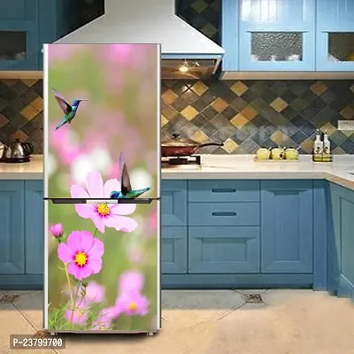 Psychedelic Collection Decorative Lesser Voile Tear Bird, Pink Flower, Plant, Garden Nature Wallpaper Sticker for Fridge Decor 60 cm X 160 cm-thumb4