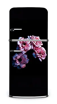 Psychedelic Collection HD Flower Bunch On Bold Black Gorund Decorative Extra Large PVC Vinyl Fridge Sticker (Multicolor, 60 cm X 160 cm)_PCFS225_WP-thumb1