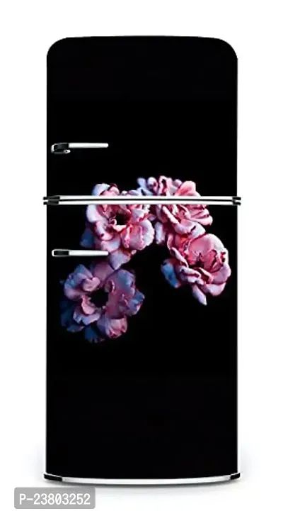 Psychedelic Collection HD Flower Bunch On Bold Black Gorund Decorative Extra Large PVC Vinyl Fridge Sticker (Multicolor, 60 cm X 160 cm)_PCFS225_WP-thumb2