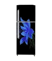 Psychedelic Collection Blue Flower Black BackgroundDecorative Extra Large PVC Vinyl Fridge Sticker (Multicolor, 60 cm X 160 cm)-thumb2