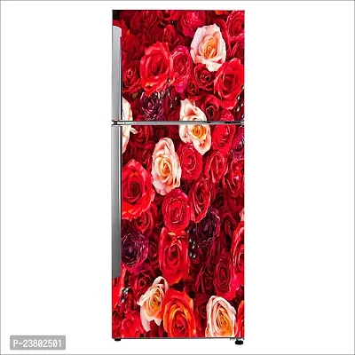 Psychedelic Collection Decorative red Creative Arts Cut Flowers Painting Flower Arranging Fridge Double Single Door Decorative Sticker (PVC Vinyl, Multicolor, 60 cm X 160 cm) FD862_New