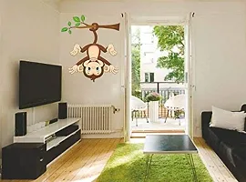 Trendy Monkey Hanging Below The Branch With Tail Wall Sticker (Pvc Vinyl, 50 Cm X 70 Cm, Multicolour)-thumb2