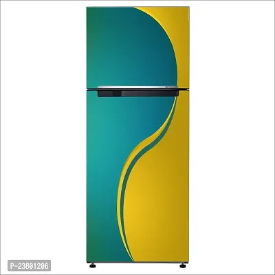 Psychedelic Collection Decorative Beautiful Color Gradient Yellow and SkyBlue Fridge Double Single Door Decorative Sticker (PVC Vinyl, Multicolor, 60 cm X 160 cm) FD638_New-thumb3