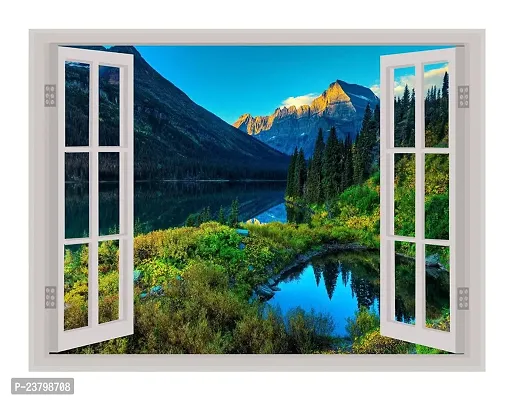 Psychedelic Collection Beautiful Colorful Forest Window Illusion Wall Sticker (PVC Vinyl, Multicolour, Wall Covering 92 cm X 61 cm)_PCWI01_PCWIXL70-thumb0