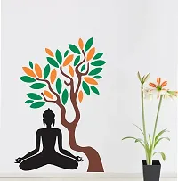 Psychedelic Collection Meditation budhaa Under Tree PVC Vinyl Multicolor Decorative Wall Sticker for Wall Decoration Size : 132 cm X 91 cm-thumb3