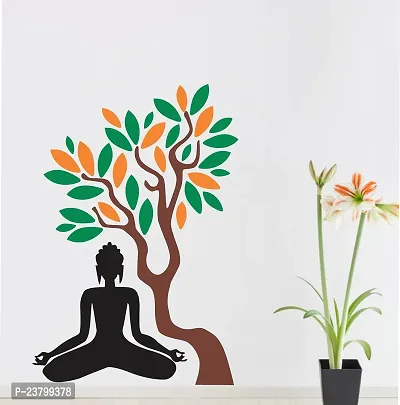 Psychedelic Collection Meditation budhaa Under Tree PVC Vinyl Multicolor Decorative Wall Sticker for Wall Decoration Size : 132 cm X 91 cm-thumb4