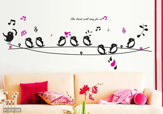 Decals Design 'Cute Singing Birds' Wall Sticker (PVC Vinyl, 50 cm x 70 cm, Multicolour)-thumb2