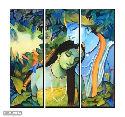 Psychedelic Collection Decorative Beautiful Decorative radhe Krishna Decorative Wall Sticker (PVC Vinyl, Multicolor, W 64 cm X H 60 cm)-thumb0