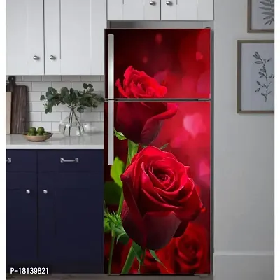 Trendy Beautifull Pink Rose Decorative Fridge Sticker (Multicolor Pvc Vinyl 160X60)-Ddpcfs382-thumb4