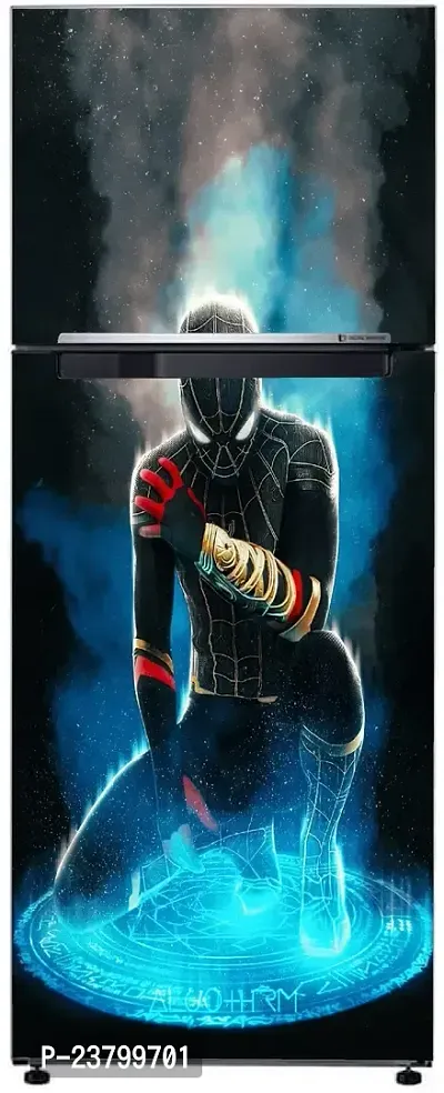 Psychedelic Collection Decorative Abstract Multicolor Black Spider Men, Power Generate with Black Background Wallpaper Sticker for Fridge Decor 60 cm X 160 cm-thumb3