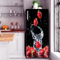 Trendy Strawberry Fruit Splash In Under Water Fridge Sticker (Multicolor Pvc Vinyl 120X60)-thumb2