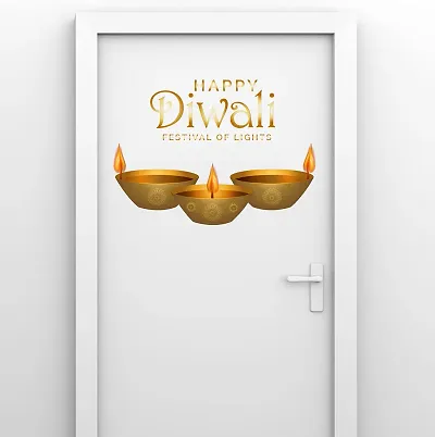 Advait Designs - Happy Diwali PVC Vinyl Multicolor Decorative Wall Sticker for Home Decoration ( 48Cm X66Cm )