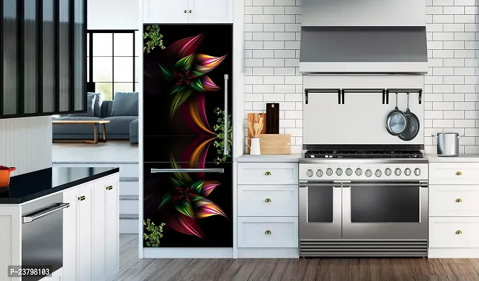 Byte Shop Decorative Green Leaves Flower Black 3D Extra Large Abstract Wall Fridge Sticker (PVC Vinyl)-thumb4