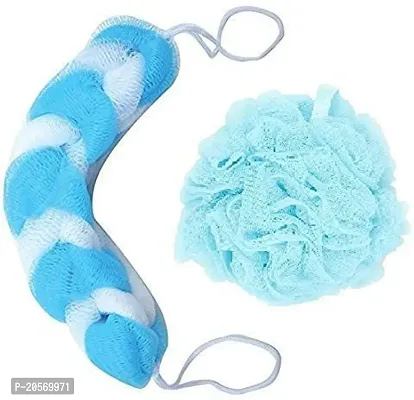 Premium Quality Luxury Bathing Loofah For Men And Women - Pack Of 2 - Blue - Foaming Loofah For Bathing - Bath Scrub Sponge -Loofah Back Scrubber Set