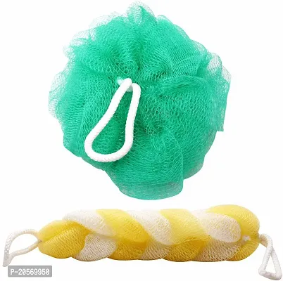 Premium Quality Combo Of Bath Sponge Round Loofah And Back Scrubber For Men And Women-thumb3