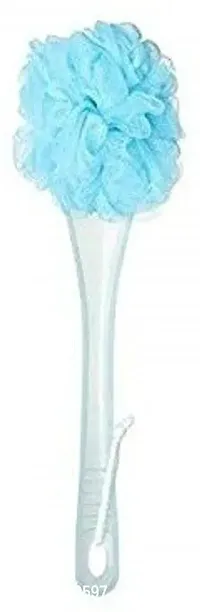 Premium Quality Nylon Mesh Scrubber Body Brush Loofah Sponge With Plastic Long Handle For Men And Women (Blue, 35 G)