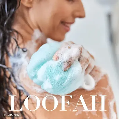 Premium Quality Luxury Bathing Loofah For Men And Women - Pack Of 2 - Blue - Foaming Loofah For Bathing - Bath Scrub Sponge -Loofah Back Scrubber Set-thumb2