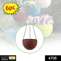 Plastic Hanging Flower Pot And Flower Pot With Chain (6 Pc)-thumb1