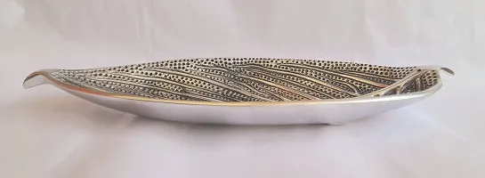 Export Quality Metal Silver Leaf Shape, Tray Leaf Serving Platter (Size L*B*H: 10 X 3.5 X 2 Inch)-thumb3