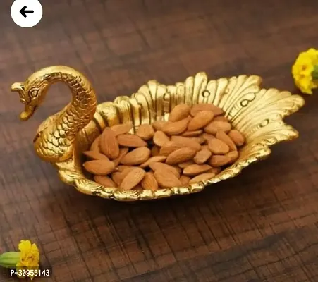 Handicraft Metal Swan Shape Dry Fruit Tray Or Duck Bowl for Flower Petal, Snacks or Dessert Platter (20X12X10 cm, Golden- 1 Pcs)-thumb0