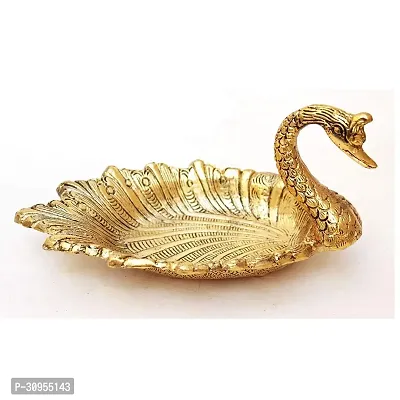 Handicraft Metal Swan Shape Dry Fruit Tray Or Duck Bowl for Flower Petal, Snacks or Dessert Platter (20X12X10 cm, Golden- 1 Pcs)-thumb2