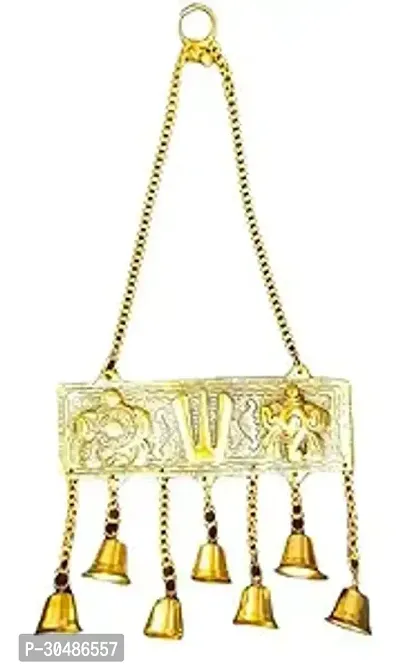 Decorative Golden Metal Tirupati Balaji Shankh Chakra Namah Door Hanging-thumb0