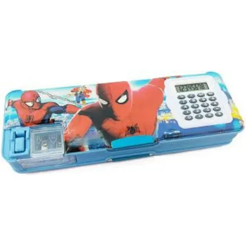 Heavix Marvelous Avengers Blue Pencil Box with Built-In Calculator