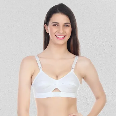 White Cotton Solid Bras