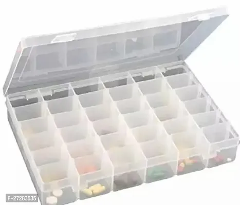 Stylish 36 Grid Plastic Storage Dividers Organizer Drugs Earrings Bead Jewelry 36 Grids Clear Plastic Storage Vanity-thumb0