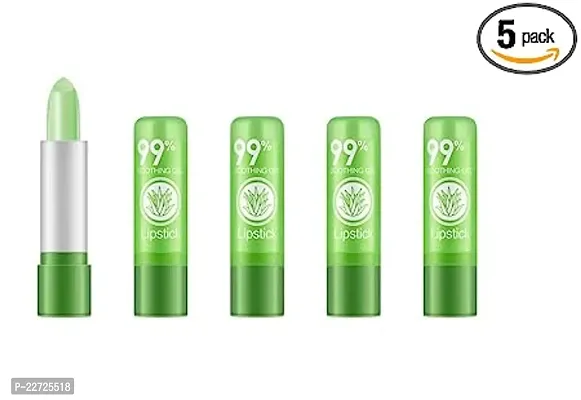 Aloe Vera Lipstick, Long Lasting Nutritious Soothing Lip Balm, Lips Moisturizing Magic Temperature Color Change Lipstick, Lip Care pack of 5-thumb0