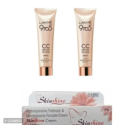 9 to 5 CC Cream Mini, 01 - Beige, Light Face Makeup with Natural Coverage, SPF 30 - Tinted Moisturizer to Brighten Skin, Conceal Dark Spots, 9 g pack of 2 and 1pc skinshine cream-thumb0