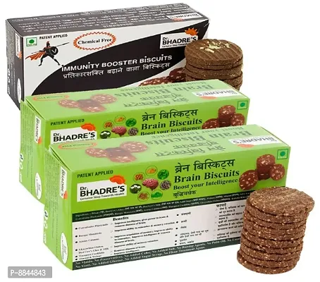 Dr.BHADRES Combo Pack of Brain  Immunity Booster Biscuits 500 gm {150 gm x 2 + 200 gm}-thumb0