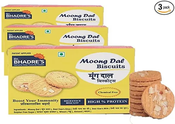 Dr. BHADRES Moong Dal Digestive Biscuits 600 gm {Pack of 3 , 200 gm x 3}