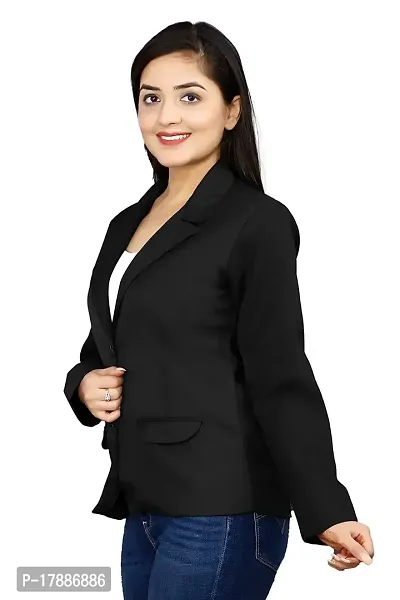 Inaaya Women's Single-Breasted Blazer/Formal Blazer/Casual Blazer/Full Sleeve Blazer/Regular Fit Blazer/Clean Look/Regular Length Blazer-thumb3