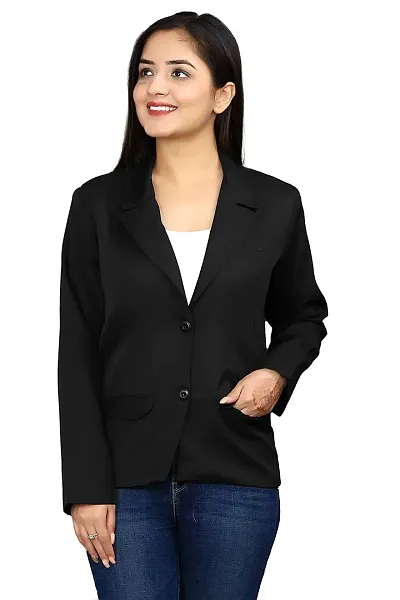 Inaaya Women's Single-Breasted Blazer/Formal Blazer/Casual Blazer/Full Sleeve Blazer/Regular Fir Blazer/Clean Look/Regular Length/Cotton Lycra Blazer.