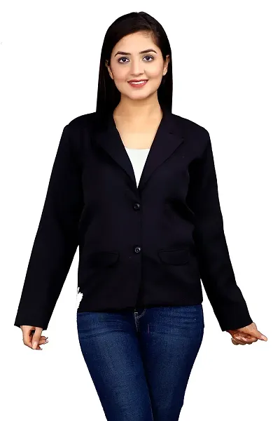 Inaaya Women's Single-Breasted Blazer/Formal Blazer/Casual Blazer/Full Sleeve Blazer/Regular Fir Blazer/Clean Look/Regular Length/Cotton Lycra Blazer.