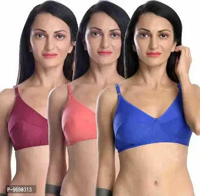 Women nonpadded multicolor bra pack of 3-thumb0