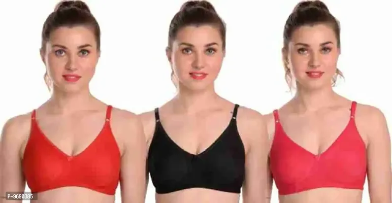 women nonpadded multicolor bra pack of 3-thumb0