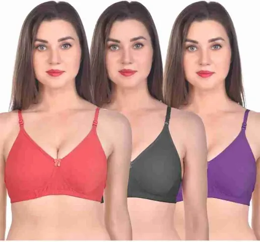 Buy Hiya Women Multicolor Cotton Blend Non Padded Bra - 32(PACK OF