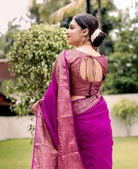 Beautiful Silk Cotton Woven Design Saree with Blouse piece-thumb3