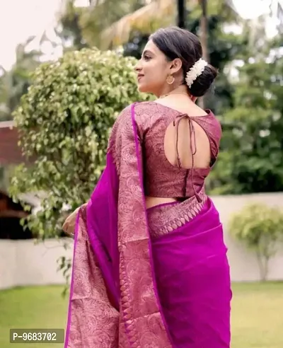 Beautiful Silk Cotton Woven Design Saree with Blouse piece-thumb4