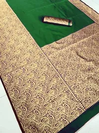 Beautiful Silk Cotton Woven Design Saree with Blouse piece-thumb1