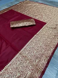 Beautiful Silk Cotton Woven Design Saree with Blouse piece-thumb1