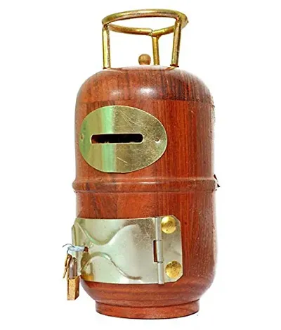 Gas Cylinder Shape Wooden Coin / Money / Piggy Bank Saving Box. - (Gift for Kids | Boys/Girls | Toy | Made with Rosewood)
