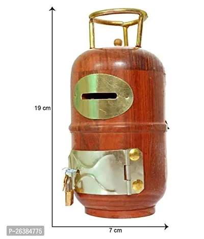 Gas Cylinder Shape Wooden Coin / Money / Piggy Bank Saving Box. - (Gift for Kids | Boys/Girls | Toy | Made with Rosewood)-thumb2