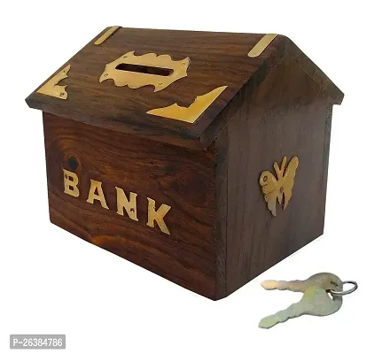 Handmade Wooden Cottage Money Bank Hut Style Piggy Coin Box (4 Inch)-thumb4