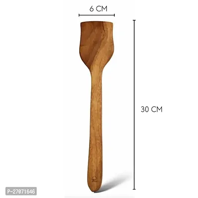 Neem Wood Spoon, Compact Flip, Spatula/Ladle for Cooking Dosa,Roti,Chapati, Soup and Vegetables | Premium Wooden Kitchen Tools | No Polish | Non-Stick | Handcarved (Set of 2)-thumb4