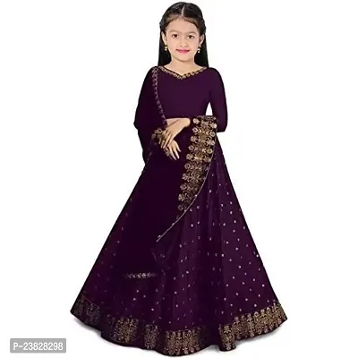 Femisha Creation Girls Lehenga Choli (12-13 Years, Purple)