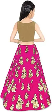 Femisha Creation Taffeta Satin Girls Lehenga Choli (7-8 Years, Pink)-thumb1