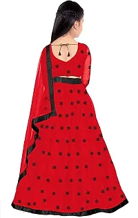 Femisha Creation Kids Net Embrodaried Semi Stitched Lehenga Choli With Dupatta (7-8 Years, Red)-thumb1